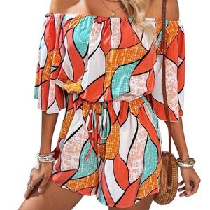 NWT Colorful Off-Shoulder Jumpsuit